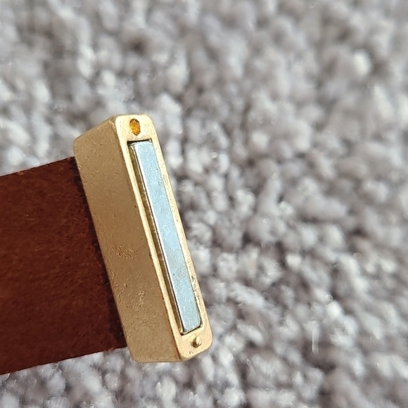 TRÏBE Brown Faux leather magnetic bracelet with Amber color Stone - Picture 5 of 7